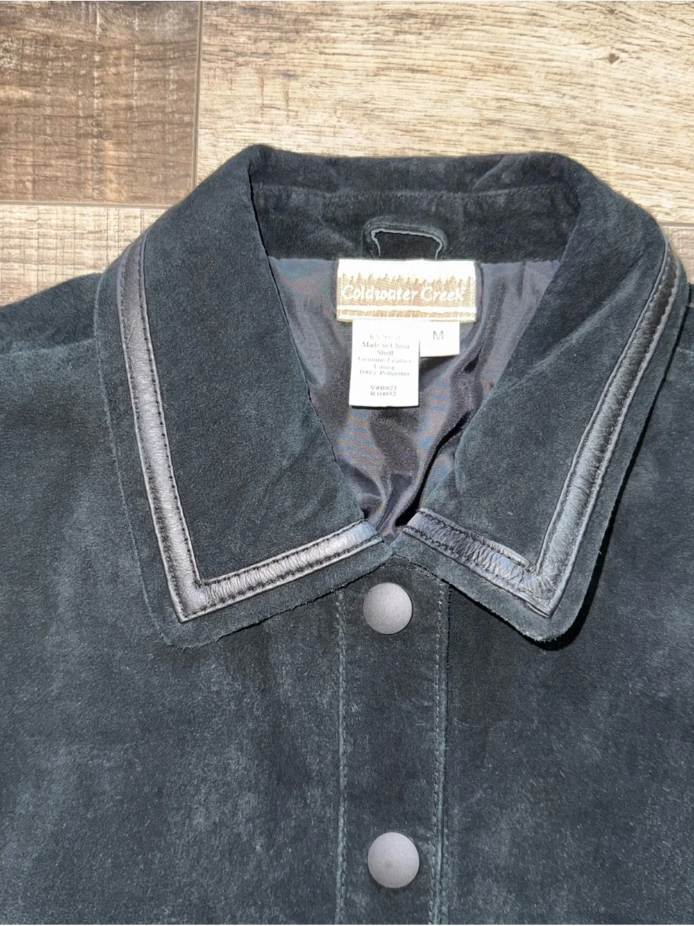 Coldwater Creek Black Suede Jacket with Leather Trim men’s medium